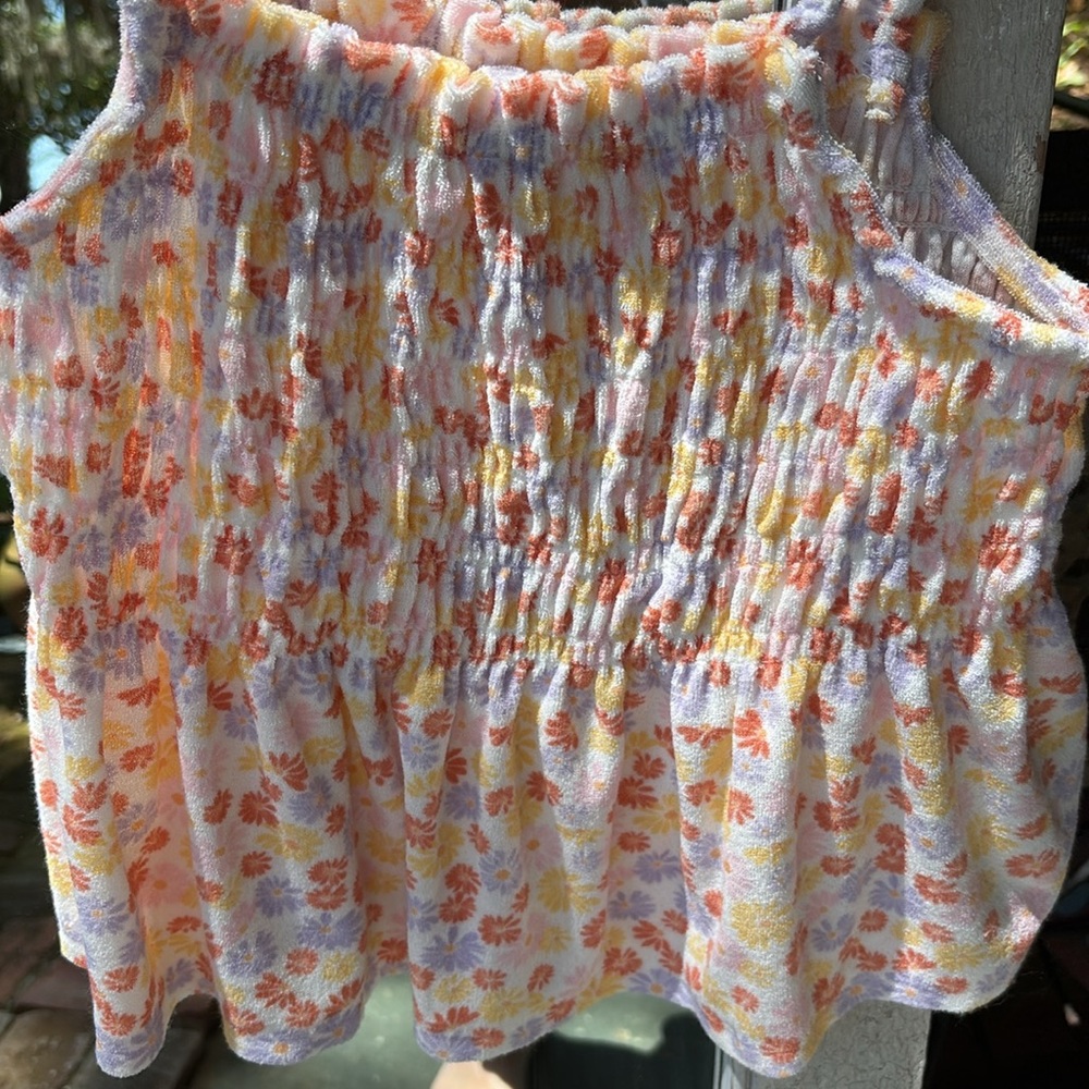 SO White and floral terry cloth Multicolor top - Picture 2 of 4